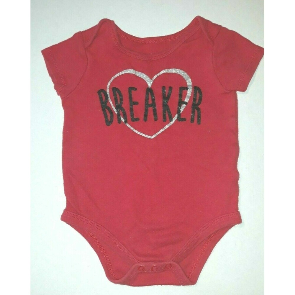 BWA Heart Breaker Short Sleeves One Piece Bodysuit ~ Size 12 Months